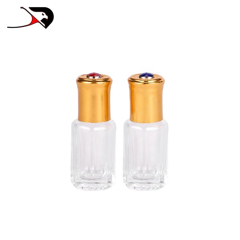Empty Perfume 6ml Transparent Octagonal Bottle Roll on Essential Oil Bottle Anise Bottle with Aluminum Screw Cap
