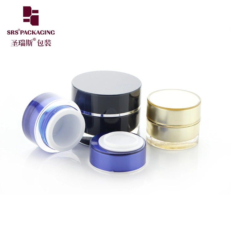 Luxury Acrylic Round Square DoubleBamboo Glass Empty Plastic Facial Cosmetic Packaging Sample Face Cream Nail Makeup Jar 5ml 10ml 15ml 30ml 50ml 100ml 200ml