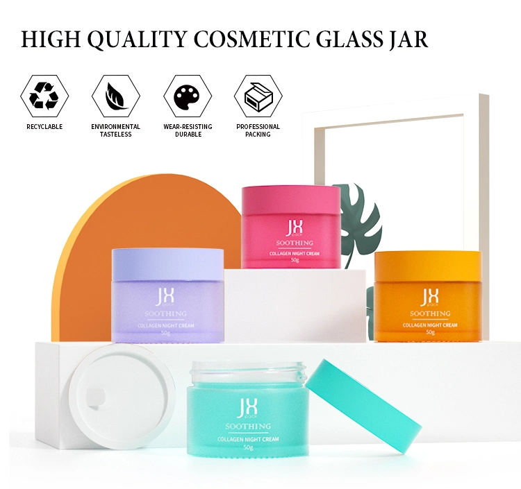 Custom Skincare Body Face Cream Lotion Packaging Container 10g 20g 30g 50g Luxury Frosted Empty Glass Cosmetic Cream Jar