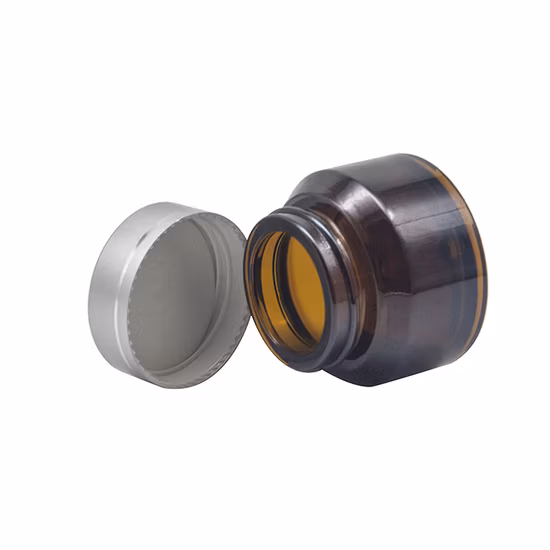 20 g Glas-Hautpflegecreme-Bernsteinglasgläser mit Aluminiumkappe und gerader Seite für Kosmetika