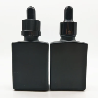 30 ml flache quadratische Tropfflasche aus schwarzem Milchglas für ätherische Öle