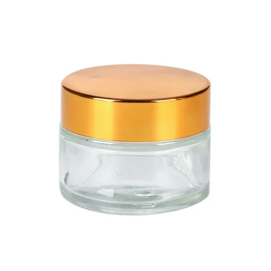 Heißer Verkauf Luxus transparente Creme Glaswaren Kosmetikverpackung Augengesichtscreme Glasgefäß mit Deckel